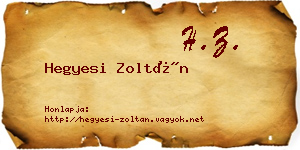 Hegyesi Zoltán névjegykártya